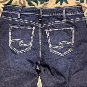 NEW Women’s Silver Suki Slim Boot Dark Indigo Wash Stretch Jeans 36 x 31